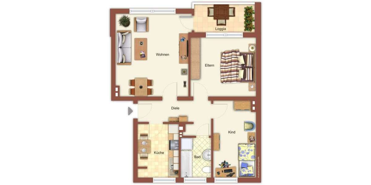 Etagenwohnung Mönchengladbach West - 3 Zimmer, 63 m&sup2;, 699&euro; | Angebot:27339379